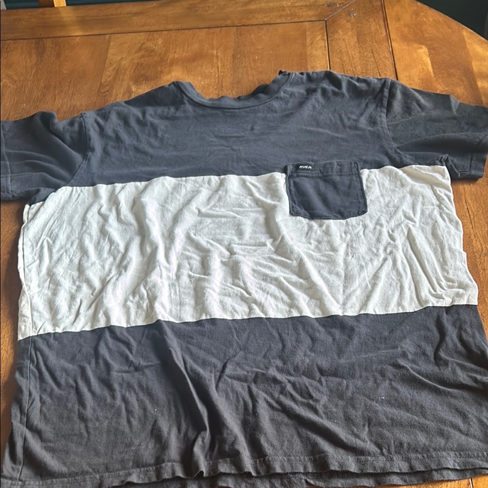 RVCA Men's Black and Gray Colorblock Shirt